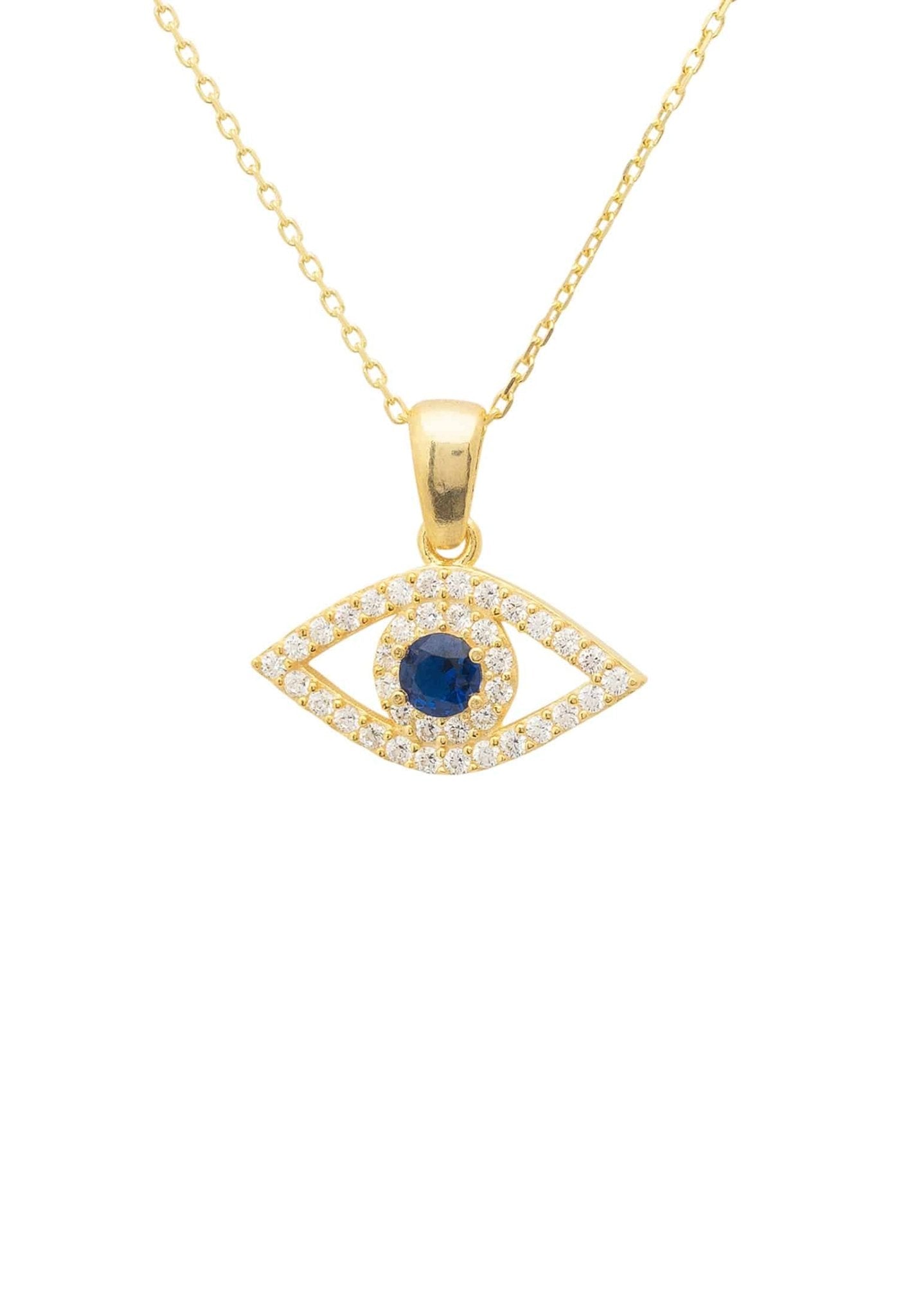 Evil Eye Elliptical Necklace Blue Gold - My Store
