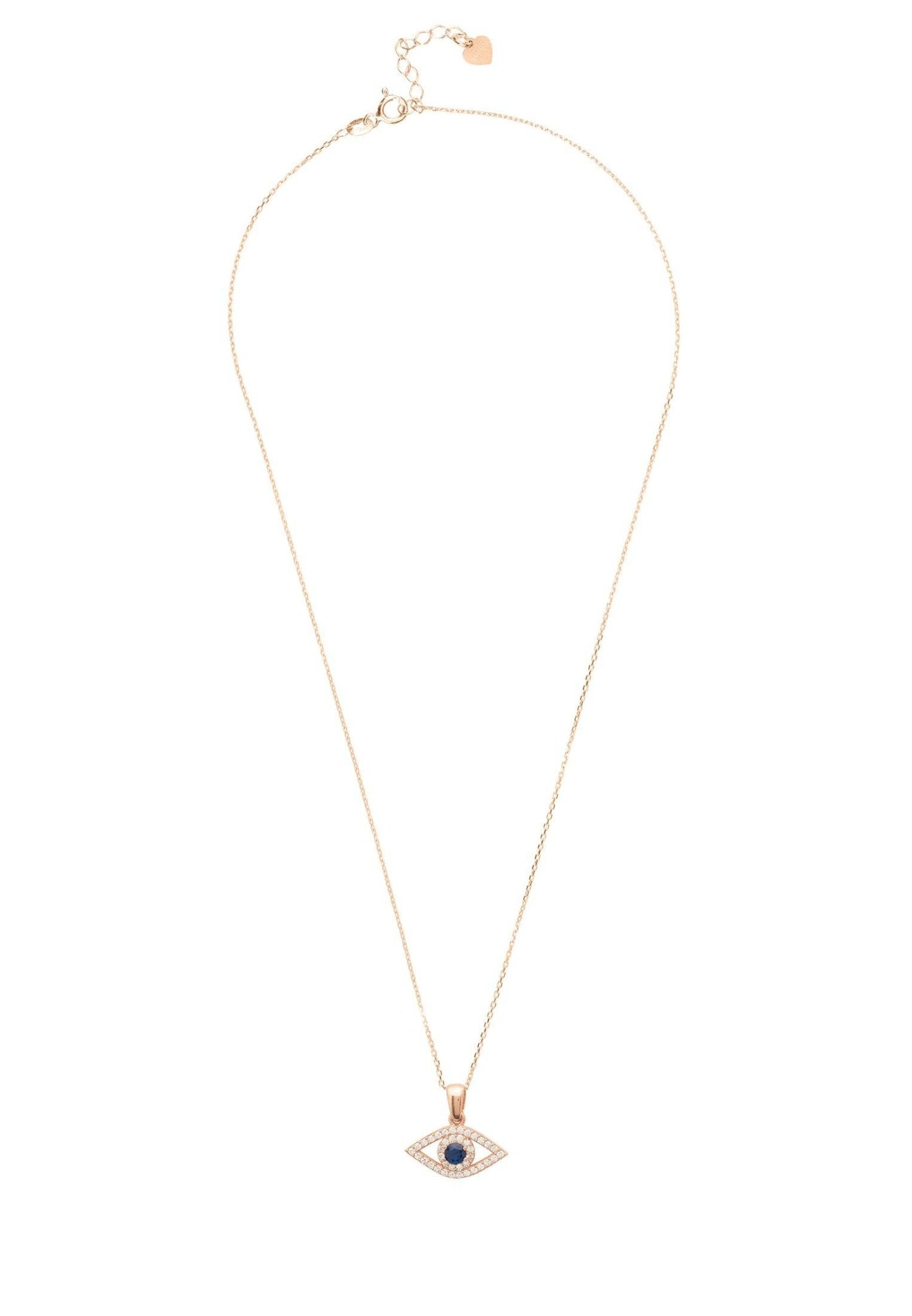 Evil Eye Elliptical Necklace Blue Rosegold - My Store