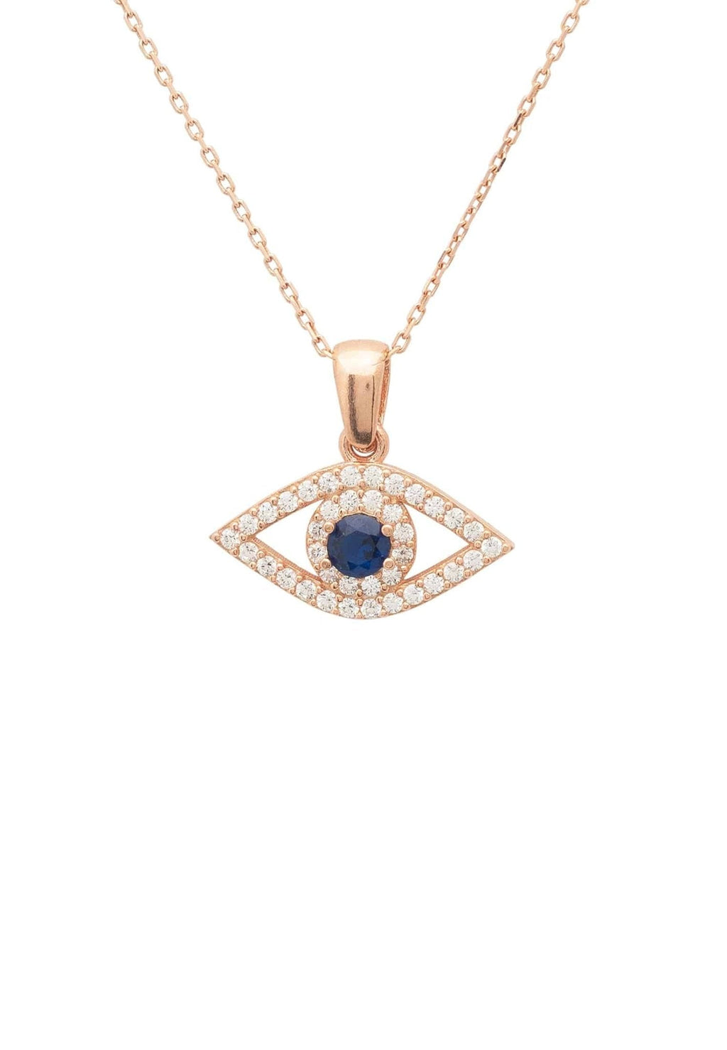 Evil Eye Elliptical Necklace Blue Rosegold - My Store