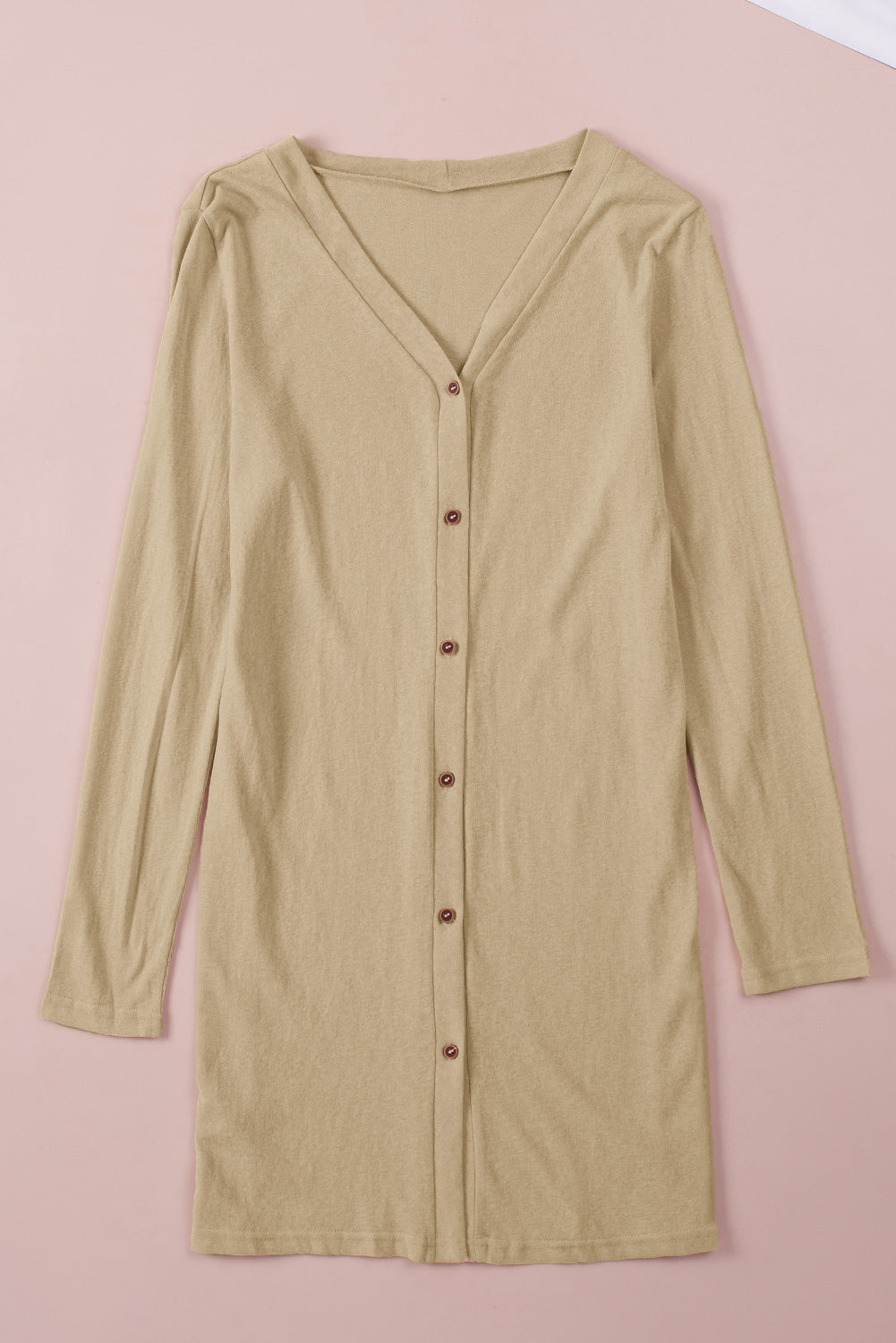 Solid Color Open-Front Buttons Cardigan - My Store