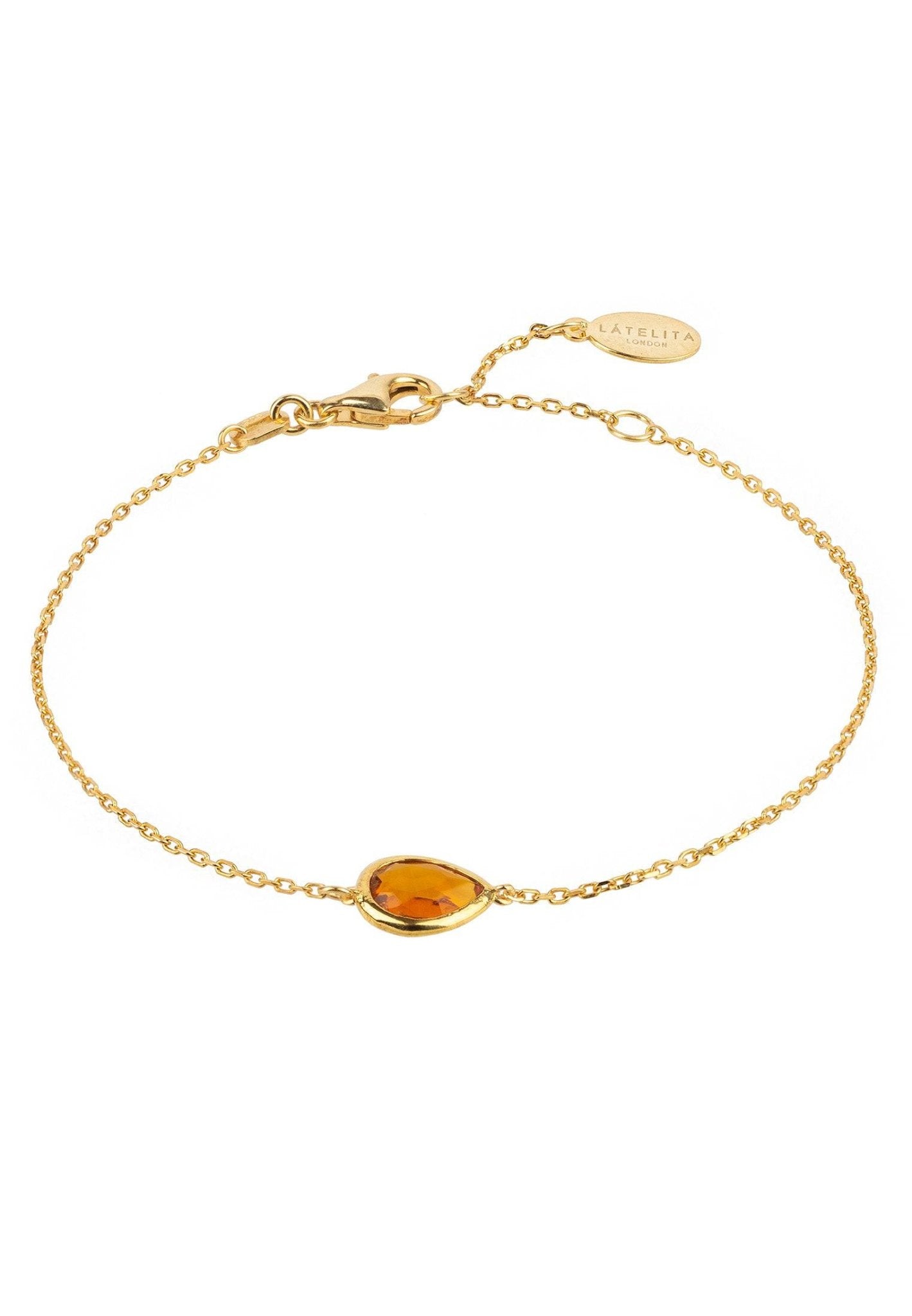 Pisa Mini Teardrop Bracelet Gold Citrine - My Store