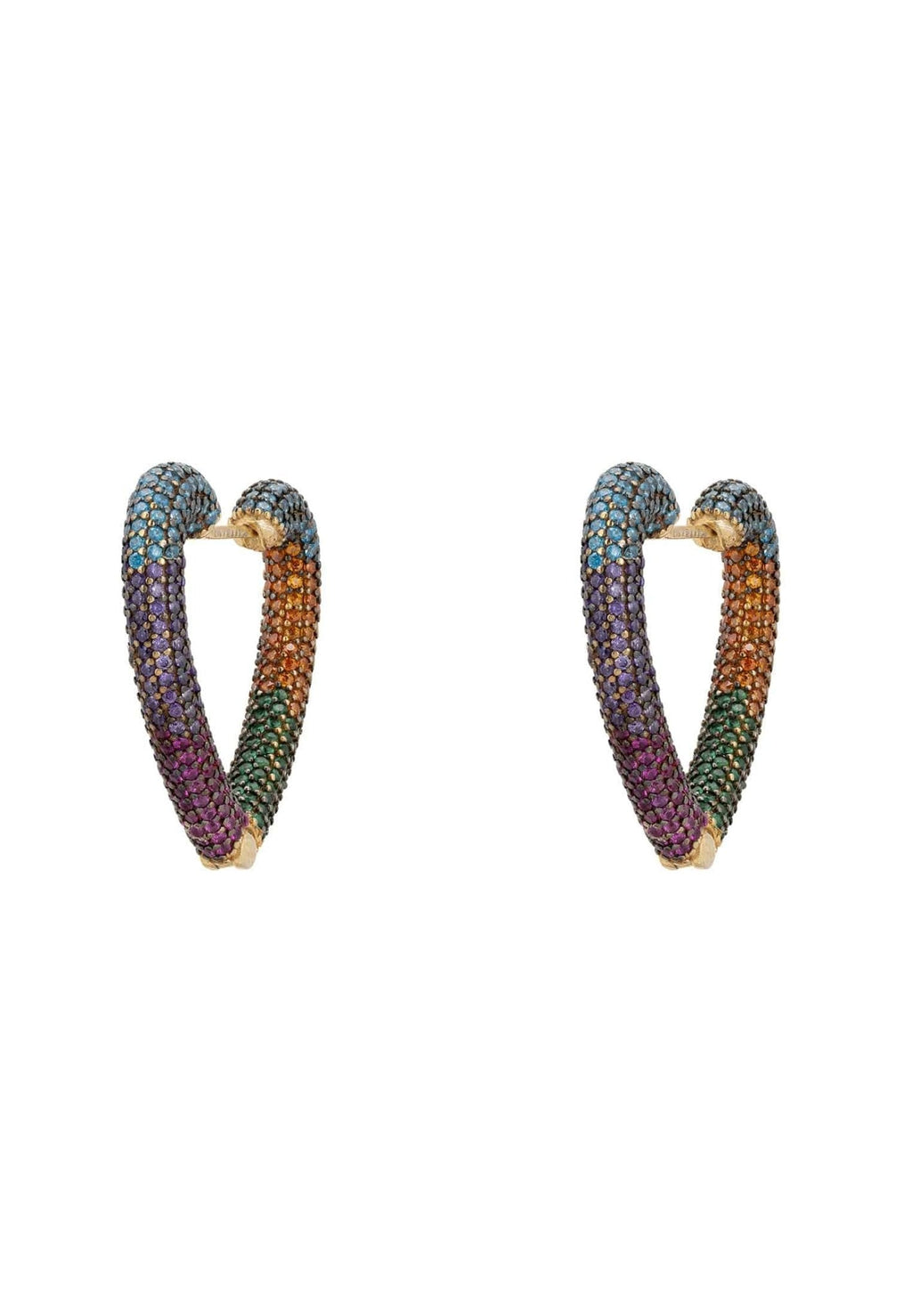 Rainbow Heart Huggie Earrings Gold - My Store