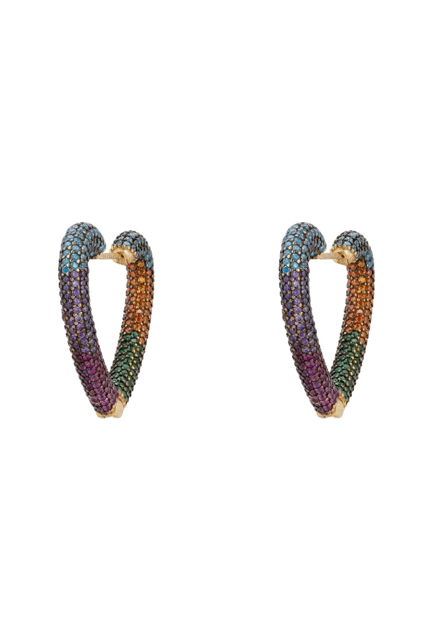 Rainbow Heart Huggie Earrings Gold - My Store