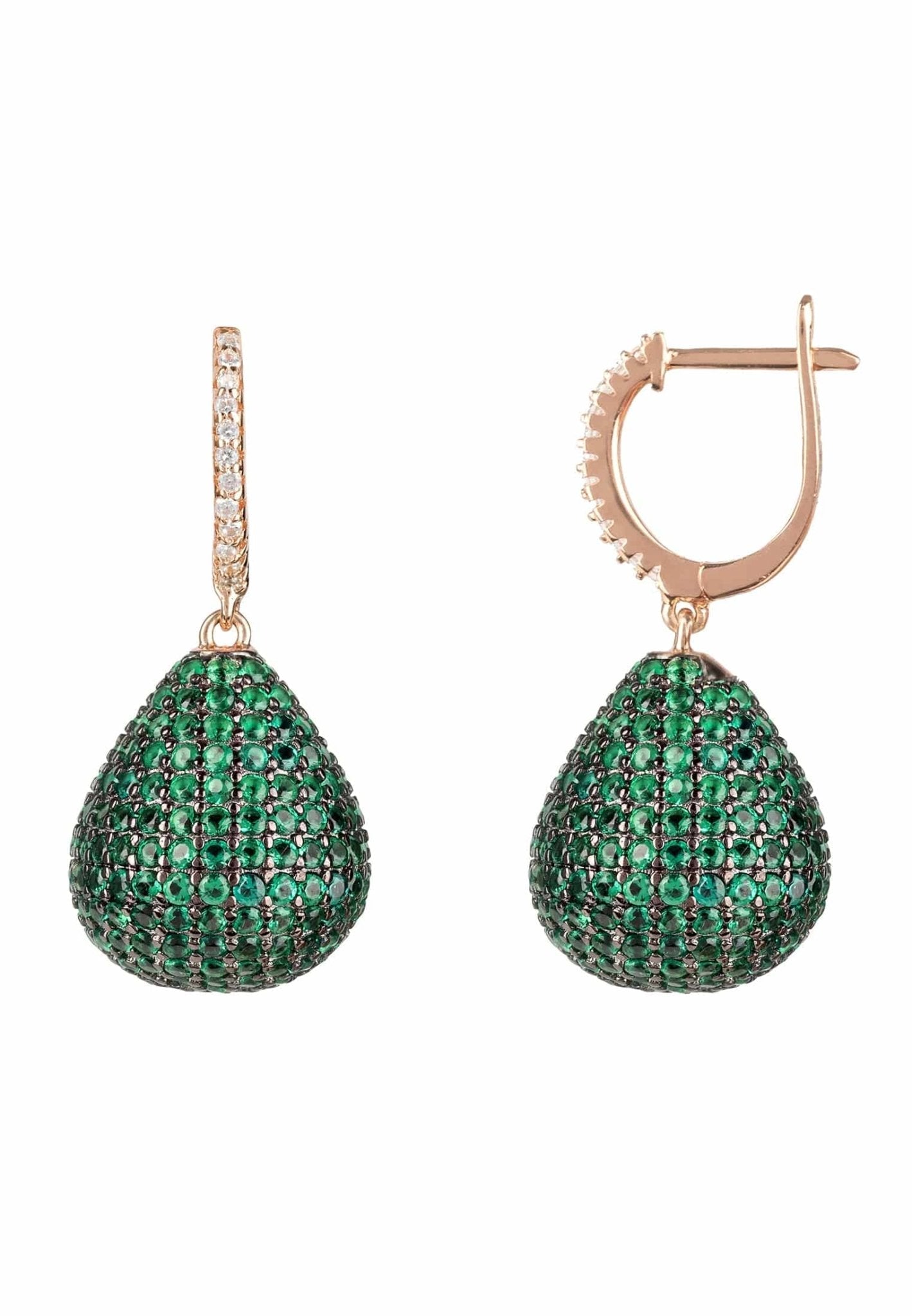 Valerie Pear Drop Gemstone Earring Rosegold Emerald Green - My Store