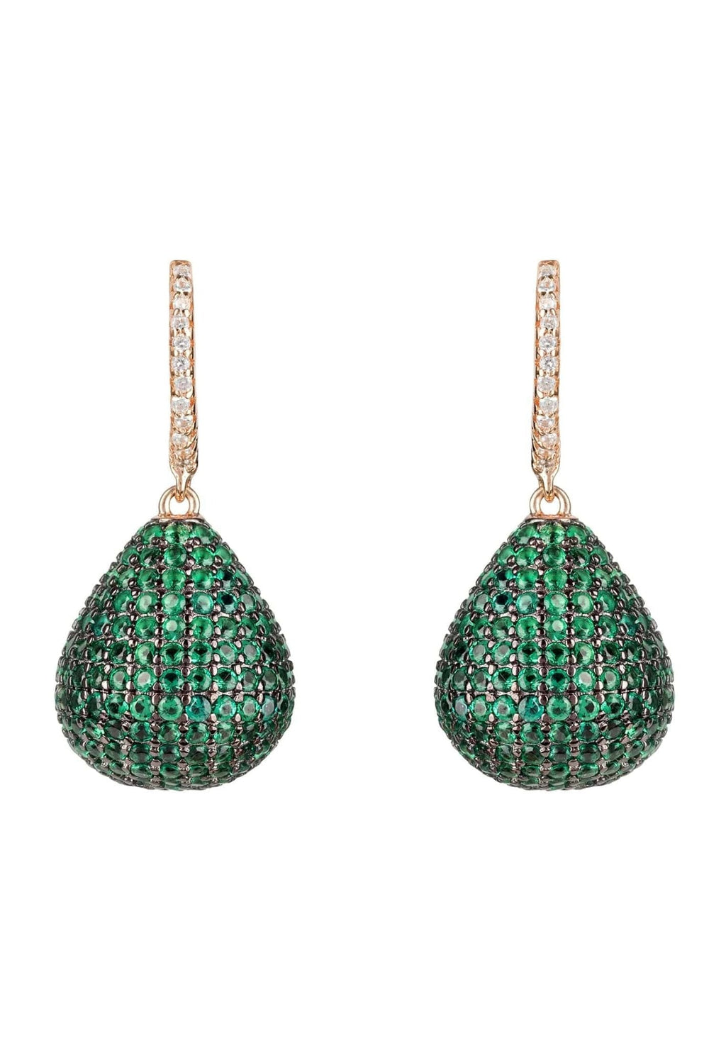 Valerie Pear Drop Gemstone Earring Rosegold Emerald Green - My Store