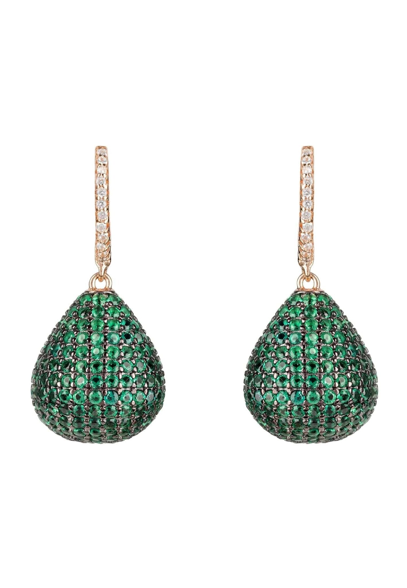 Valerie Pear Drop Gemstone Earring Rosegold Emerald Green - My Store