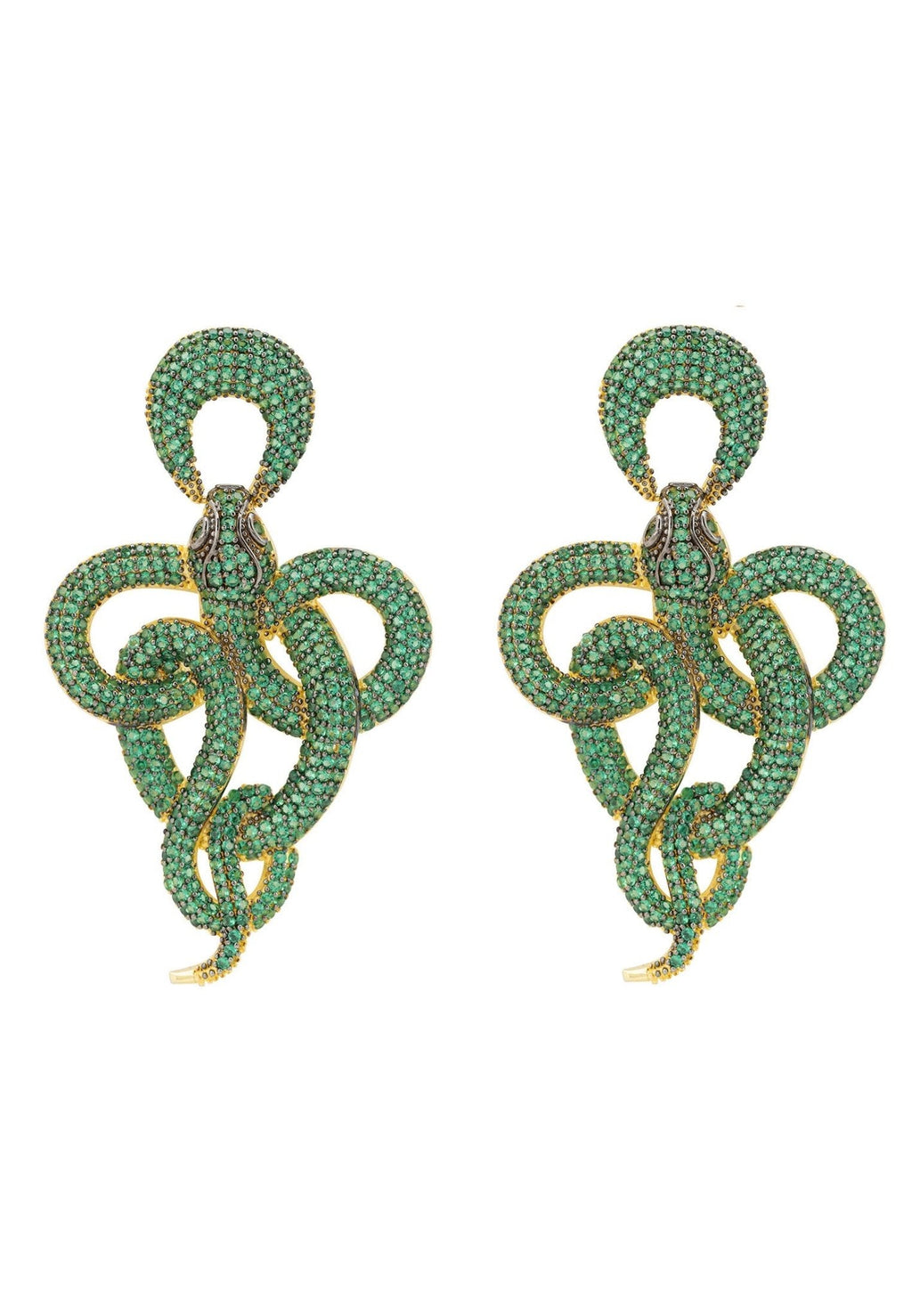 Viper Snake Drop Earrings Gold Emerald - My Store