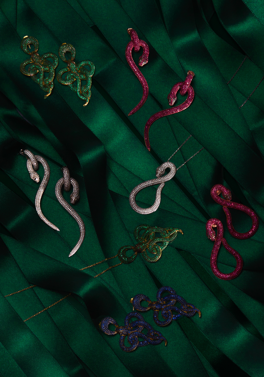 Viper Snake Drop Earrings Gold Emerald - My Store