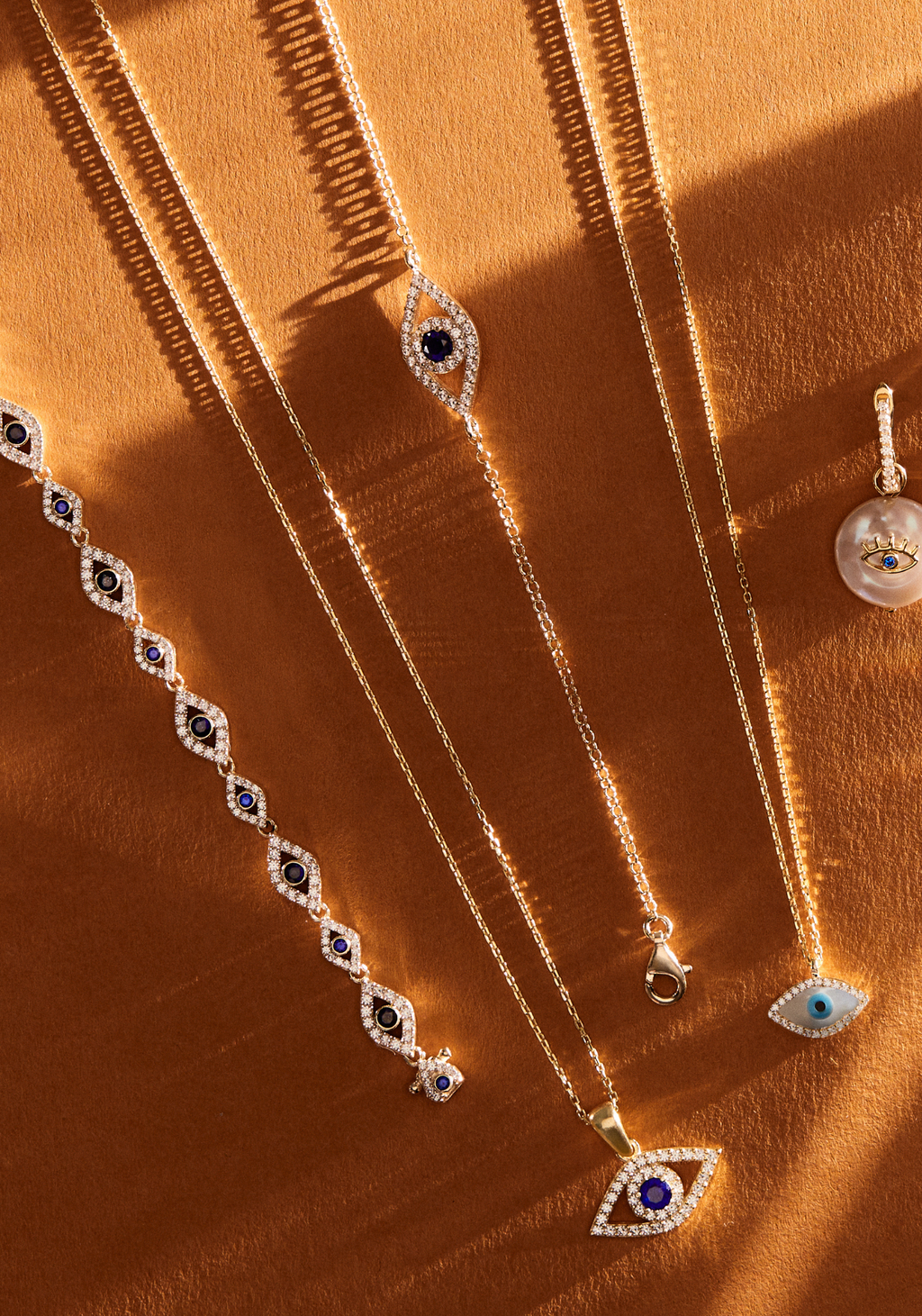Evil Eye Elliptical Necklace Blue Gold - My Store