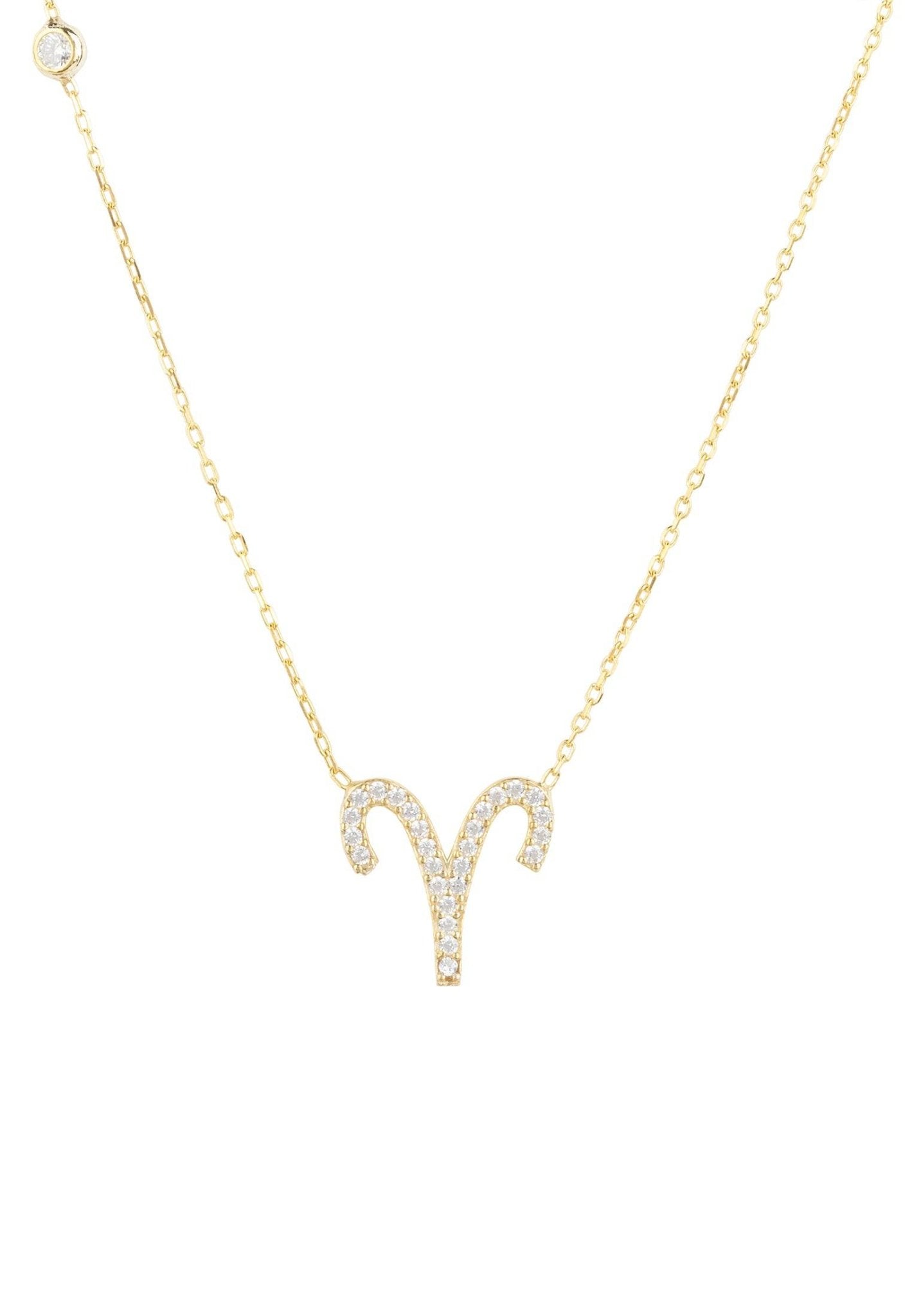 Zodiac Star Sign Pendant Necklace Gold Aries - My Store