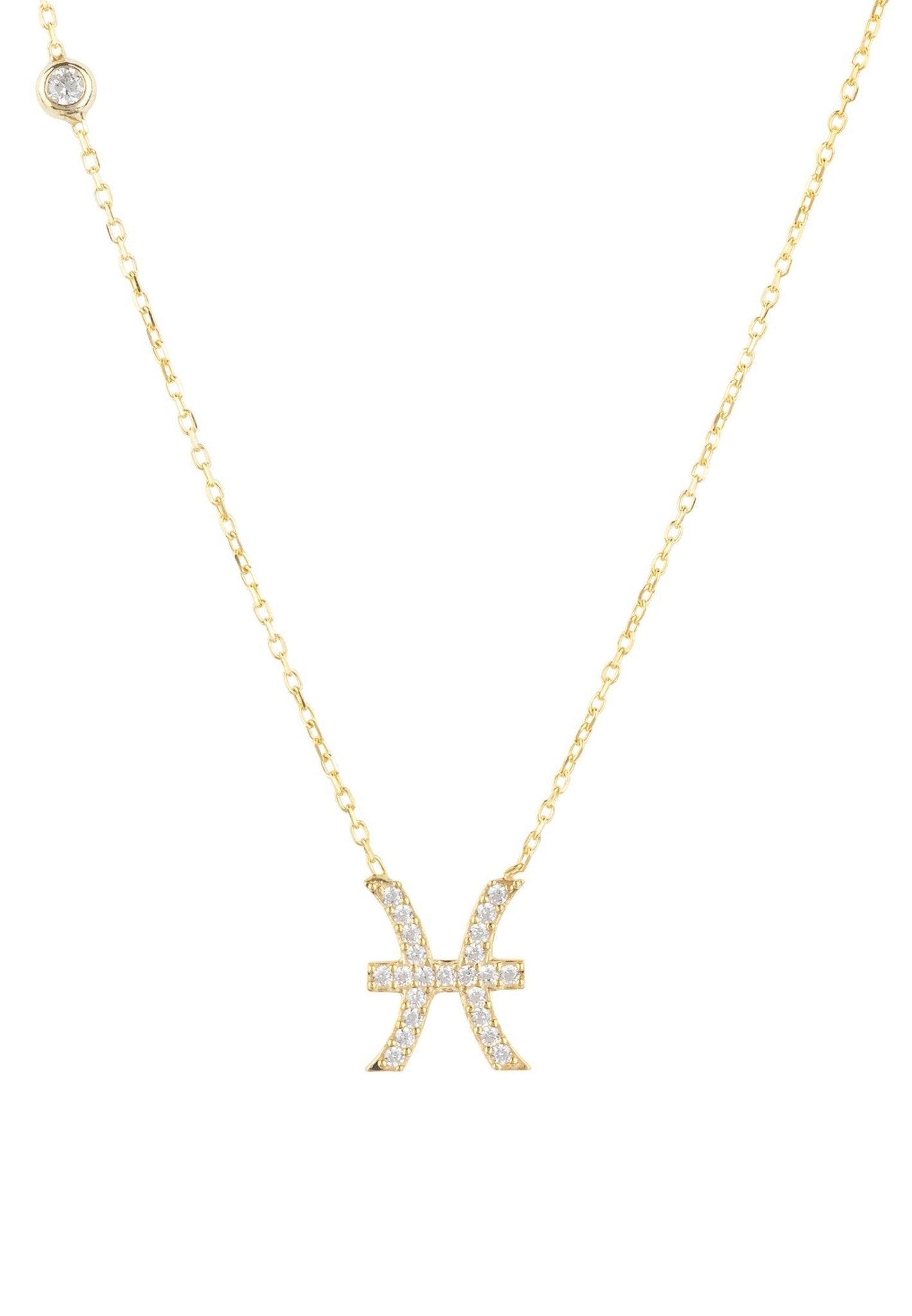 Zodiac Star Sign Pendant Necklace Gold Pisces - My Store
