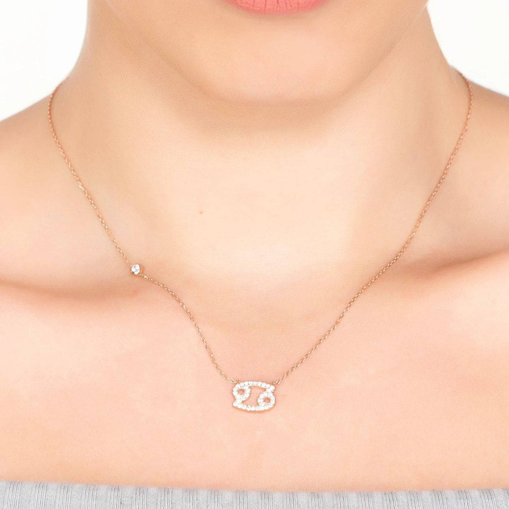 Zodiac Star Sign Pendant Necklace Silver Cancer - My Store